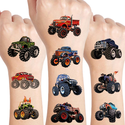 UVUXO Monster Truck Temporary Tattoos for Kids – 10 Sheets of Durable, Realistic Car Tattoos for Boys, Monster Truck Birthday Party Supplies & Party Favors Avelisse