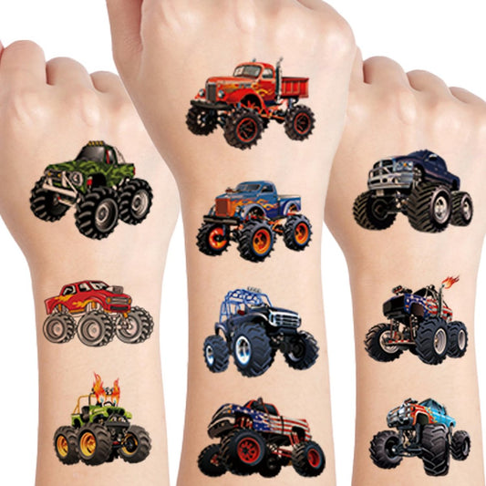 UVUXO Monster Truck Temporary Tattoos for Kids – 10 Sheets of Durable, Realistic Car Tattoos for Boys, Monster Truck Birthday Party Supplies & Party Favors Avelisse