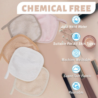 15 Pcs Reusable Makeup Remover Cloths - Ultra Soft Microfiber Eraser Towels for Face, 5x5 Inch, Multicolor