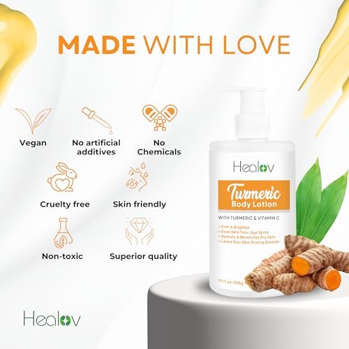 Herblov Turmeric Lotion for Dark Spots – Natural Skin Brightening Cream for Face & Body – Even Tone, Clear Scars & Hyperpigmentation (10 oz) - görsel 8