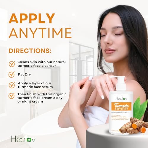 Herblov Turmeric Lotion for Dark Spots – Natural Skin Brightening Cream for Face & Body – Even Tone, Clear Scars & Hyperpigmentation (10 oz) - görsel 14