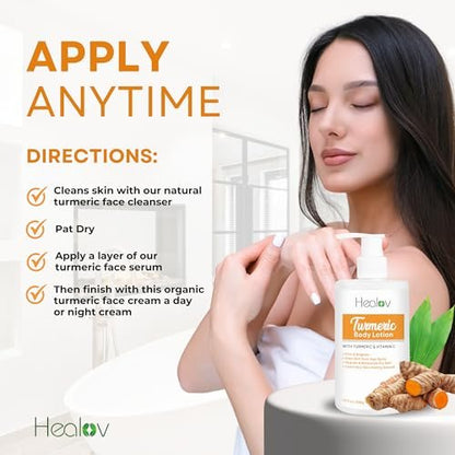 Herblov Turmeric Lotion for Dark Spots – Natural Skin Brightening Cream for Face & Body – Even Tone, Clear Scars & Hyperpigmentation (10 oz)