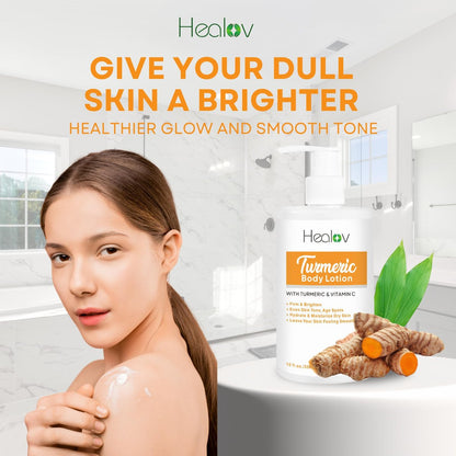 Herblov Turmeric Lotion for Dark Spots – Natural Skin Brightening Cream for Face & Body – Even Tone, Clear Scars & Hyperpigmentation (10 oz)