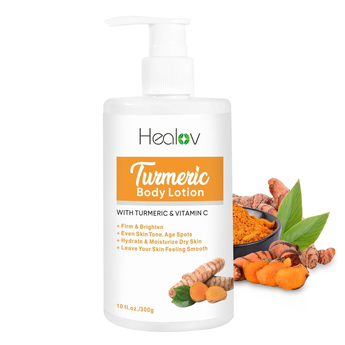 Herblov Turmeric Lotion for Dark Spots – Natural Skin Brightening Cream for Face & Body – Even Tone, Clear Scars & Hyperpigmentation (10 oz) - görsel 1
