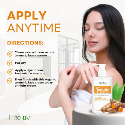Herblov Turmeric Lotion for Dark Spots – Natural Skin Brightening Cream for Face & Body – Even Tone, Clear Scars & Hyperpigmentation (10 oz)