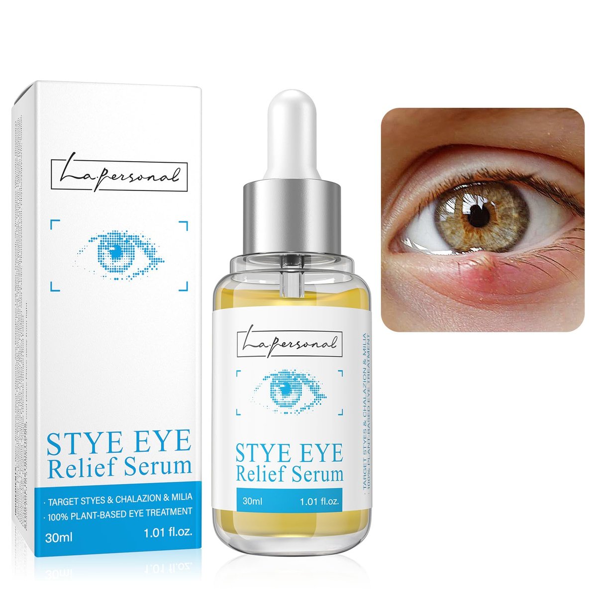LA. PERSONAL Eye Relief Serum for Eyelid Bumps - Gentle Formula with Avocado Oil, Sea Buckthorn Oil & Caffeine - 1.01 Fl Oz Avelisse