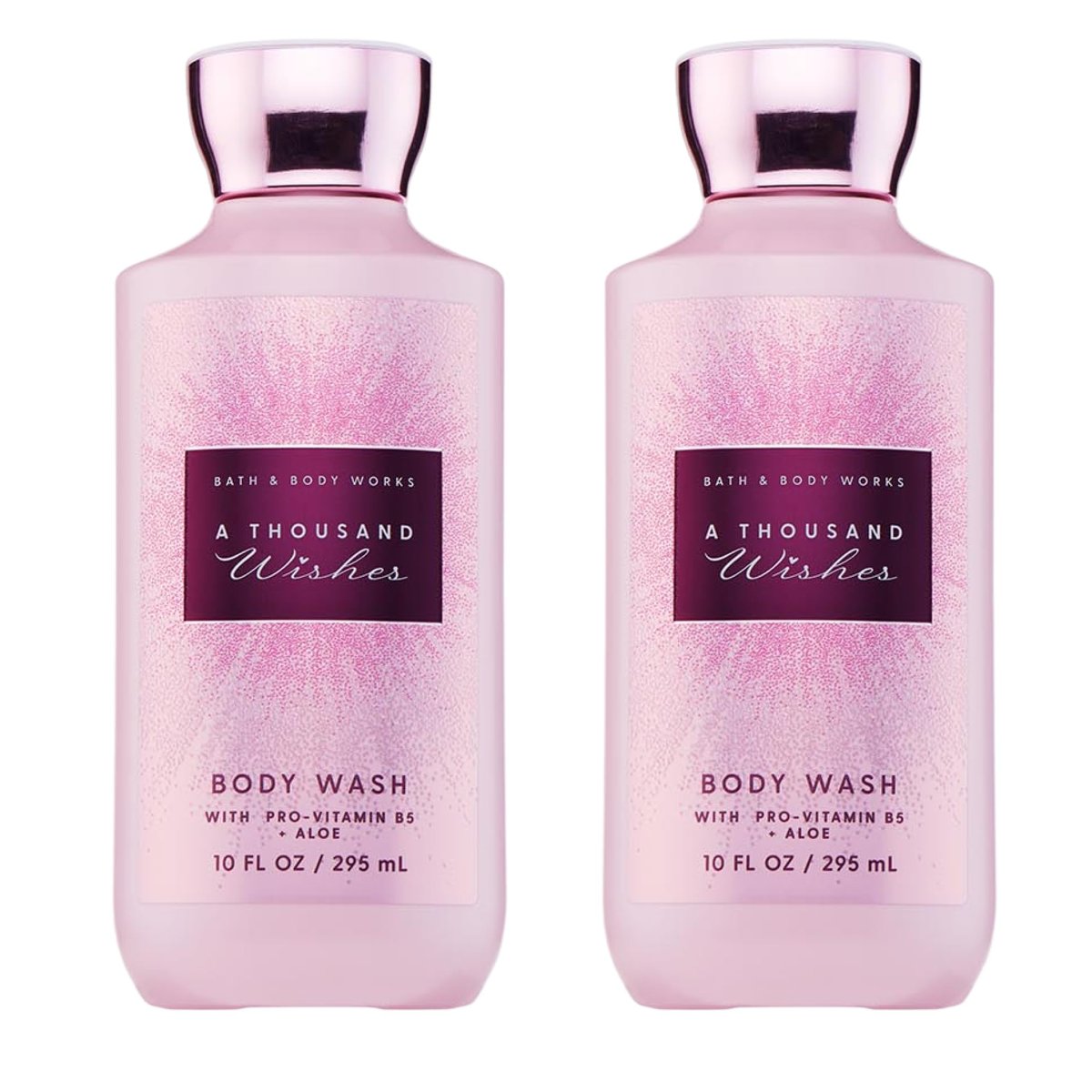 Bath & Body Works A Thousand Wishes Body Wash - Nourishing Cleanser with Pro-Vitamin B5 & Aloe, Prosecco & Peony Scent, Gentle for Daily Use, 10 fl oz (Pack of 2) Avelisse