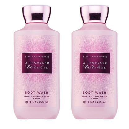 Bath & Body Works A Thousand Wishes Body Wash - Nourishing Cleanser with Pro-Vitamin B5 & Aloe, Prosecco & Peony Scent, Gentle for Daily Use, 10 fl oz (Pack of 2) Avelisse