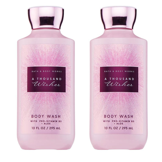 Bath & Body Works A Thousand Wishes Body Wash - Nourishing Cleanser with Pro-Vitamin B5 & Aloe, Prosecco & Peony Scent, Gentle for Daily Use, 10 fl oz (Pack of 2) Avelisse
