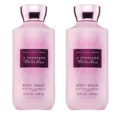 Bath & Body Works A Thousand Wishes Body Wash - Nourishing Cleanser with Pro-Vitamin B5 & Aloe, Prosecco & Peony Scent, Gentle for Daily Use, 10 fl oz (Pack of 2) Avelisse