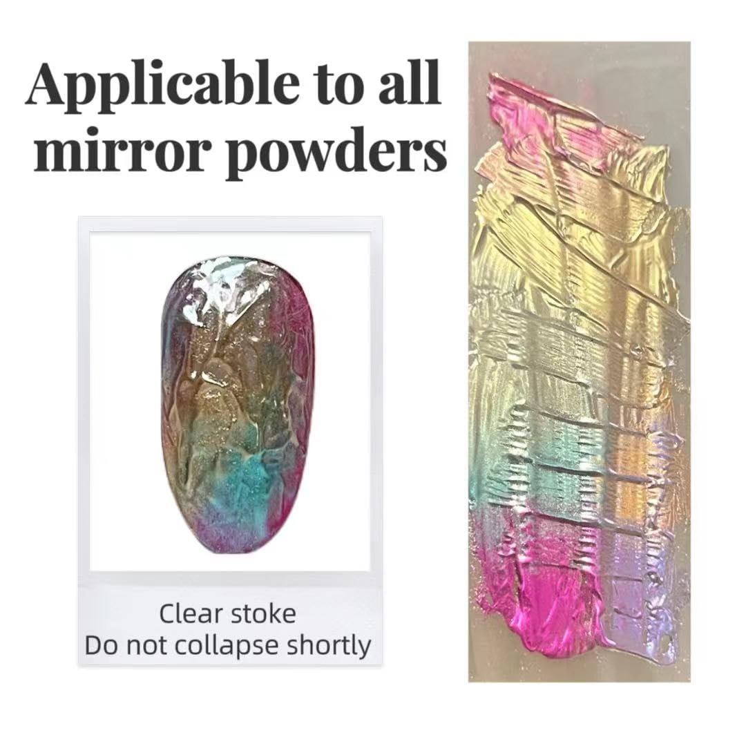 Non-Wipe Clear Gel Semi-Solid 6g – Mirror Chrome Powder Nail Art 3D Sculpture Style Embossed Gel - görsel 3