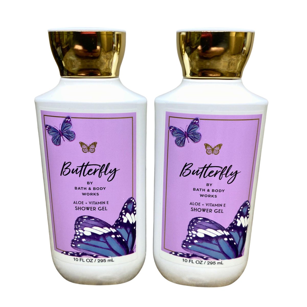 Bath & Body Works Shea + Vitamin E Shower Gel, Set of 2, 10 oz Each (Butterfly) - Purple Avelisse