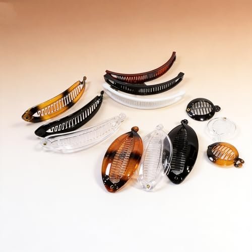12-Piece Banana Hair Clips Set – Vintage Fishtail Clincher Combs for Thick & Thin Hair, Acrylic Jaw Clips for Women & Girls - görsel 14