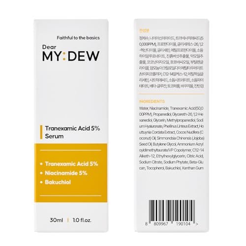 DearMYDEW 5% Tranexamic Acid Serum with 5% Niacinamide & Bakuchiol - Dark Spot Corrector for Hyperpigmentation, Acne Scars, Sun Spots - Korean Skincare, 1 Fl Oz Avelisse