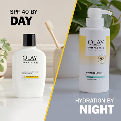 Olay Complete+ Hydrating Lotion Fragrance-Free, 10.1 FL OZ - 3-in-1 Nourishing Face Moisturizer with Vitamin B3, Vitamin E, and Ceramides for All Skin Types Avelisse