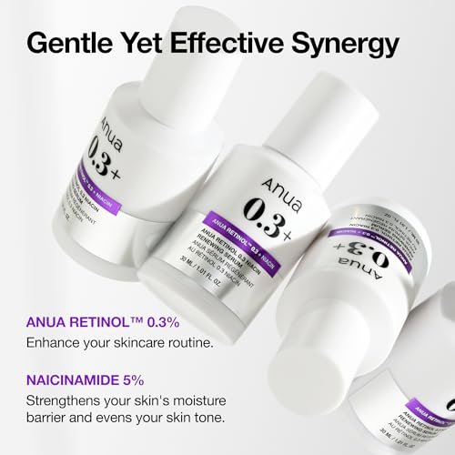 ANUA Retinol Serum 0.3% with 5% Niacinamide – Gentle Korean Skincare for Smooth, Renewed & Hydrated Glass Skin (1.01 fl oz) Avelisse