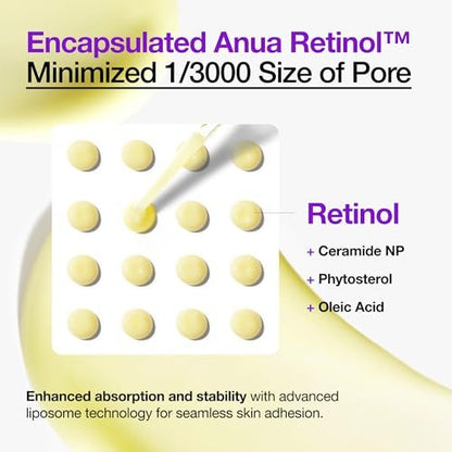 ANUA Retinol Serum 0.3% with 5% Niacinamide – Gentle Korean Skincare for Smooth, Renewed & Hydrated Glass Skin (1.01 fl oz) Avelisse