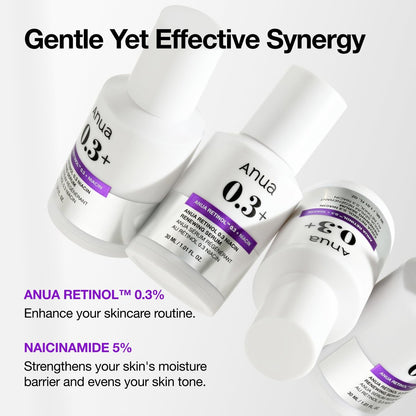 ANUA Retinol Serum 0.3% with 5% Niacinamide – Gentle Korean Skincare for Smooth, Renewed & Hydrated Glass Skin (1.01 fl oz) Avelisse