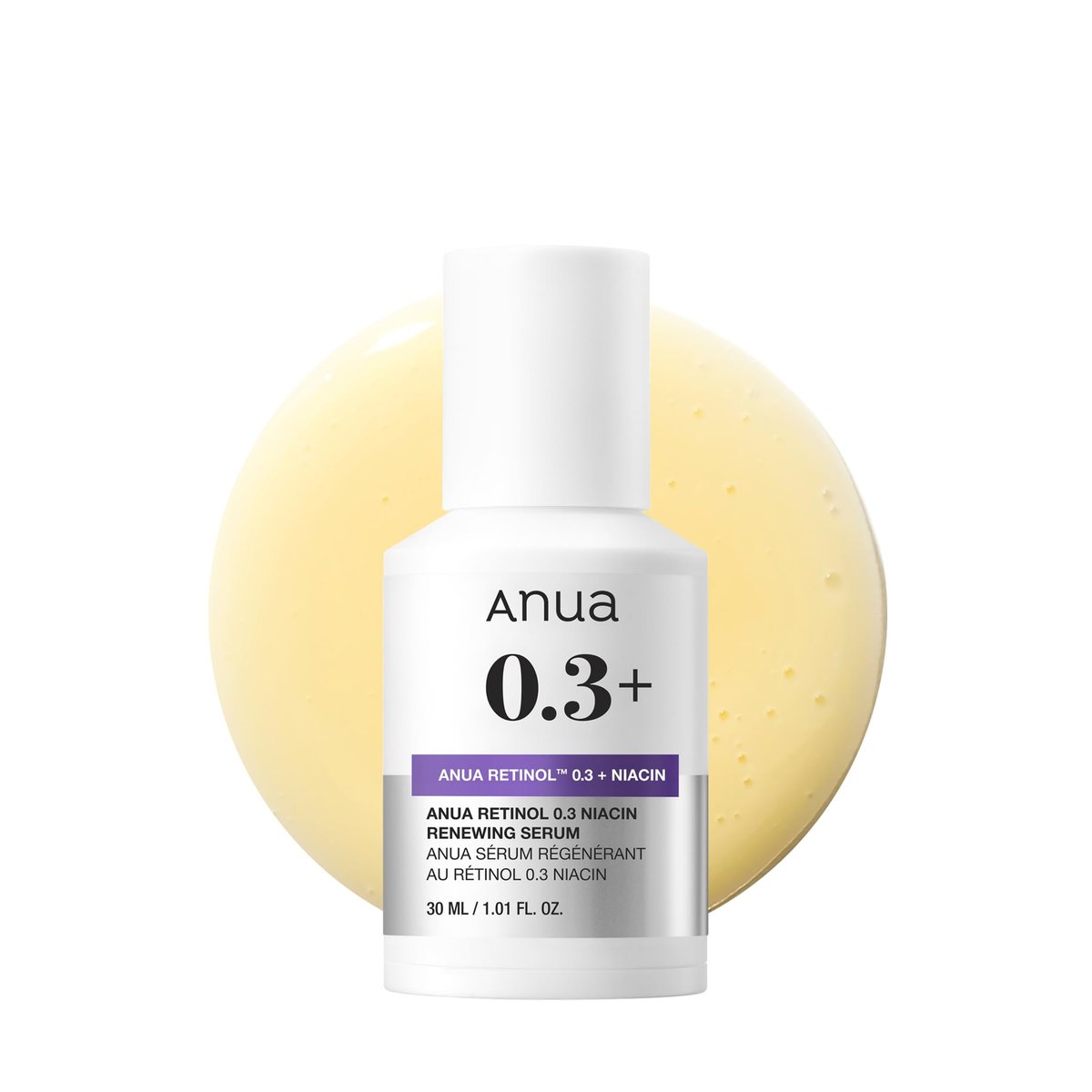 ANUA Retinol Serum 0.3% with 5% Niacinamide – Gentle Korean Skincare for Smooth, Renewed & Hydrated Glass Skin (1.01 fl oz) Avelisse