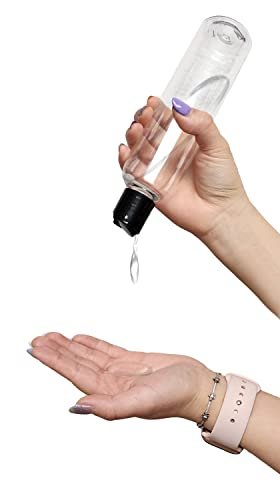 8 oz Clear Plastic Empty Bottles with Black Disc Top Caps - Pack of 2, BPA Free, Made in USA - görsel 8