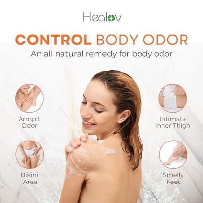 Healov Persimmon Body Wash for Body Odor Control – Purifying Deodorizing Soap – Eliminates Odor on Underarms, Intimate Areas, Feet – Natural Deodorant Soap, Safe for Kids, 16.9 oz Avelisse