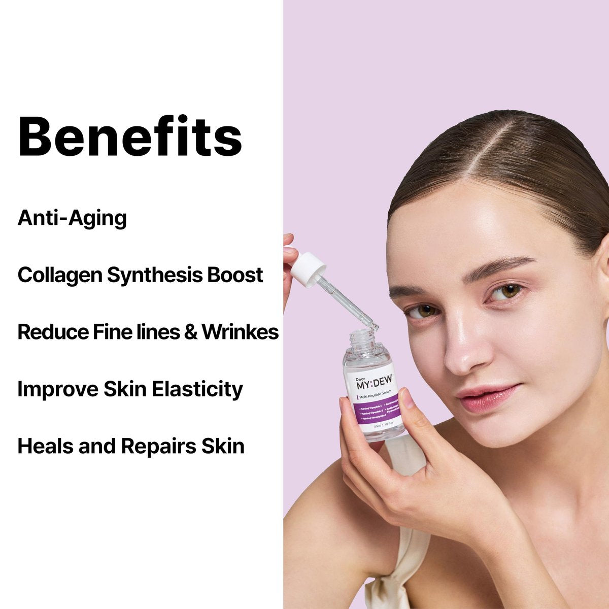 DearMYDEW Multi Peptide Complex Serum - Anti-Aging, Collagen Boost, Wrinkle Repair with Matrixyl 3000, Argireline, Niacinamide, Hyaluronic Acid, Vegan Collagen - Korean Skincare, 1 Fl Oz Avelisse