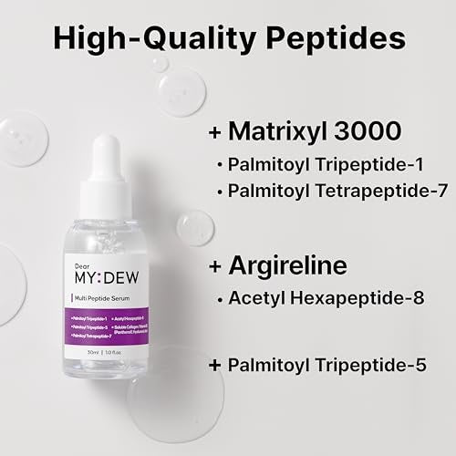DearMYDEW Multi Peptide Complex Serum - Anti-Aging, Collagen Boost, Wrinkle Repair with Matrixyl 3000, Argireline, Niacinamide, Hyaluronic Acid, Vegan Collagen - Korean Skincare, 1 Fl Oz Avelisse