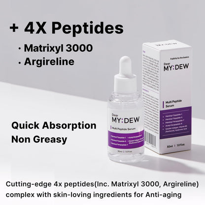 DearMYDEW Multi Peptide Complex Serum - Anti-Aging, Collagen Boost, Wrinkle Repair with Matrixyl 3000, Argireline, Niacinamide, Hyaluronic Acid, Vegan Collagen - Korean Skincare, 1 Fl Oz Avelisse