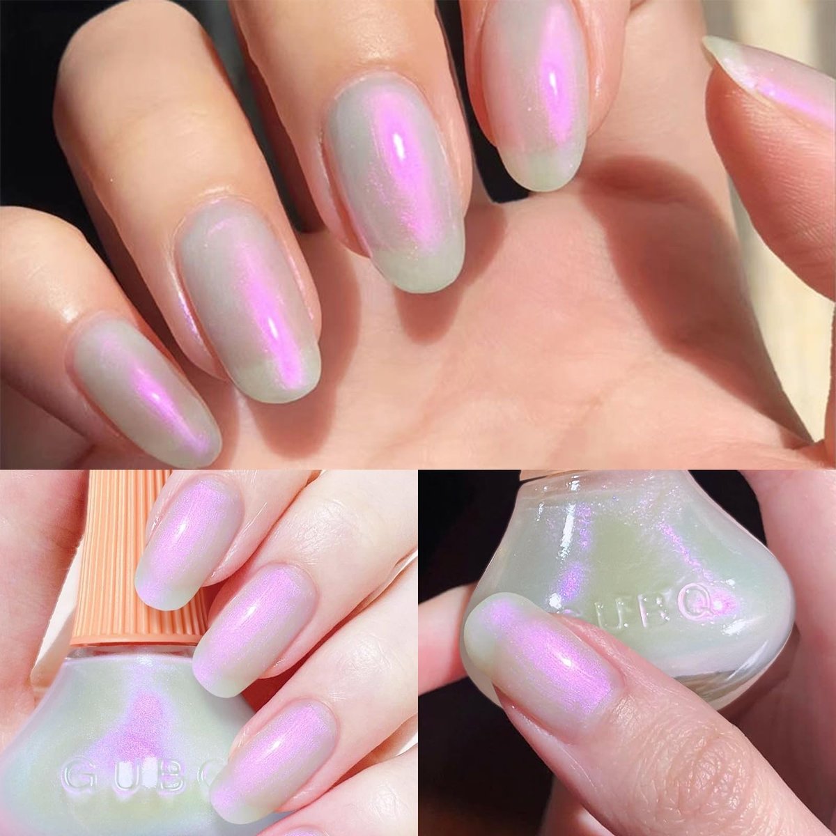 COSMOO Aurora Iridescent Nail Polish - Pearl Pink Shimmer Unicorn Glossy Quick Dry Pearlescent Nail Lacquer 0.41 fl oz - görsel 3