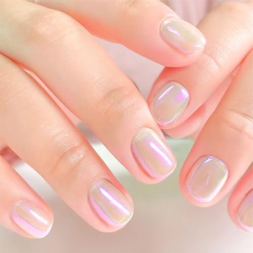 COSMOO Aurora Iridescent Nail Polish - Pearl Pink Shimmer Unicorn Glossy Quick Dry Pearlescent Nail Lacquer 0.41 fl oz - görsel 8
