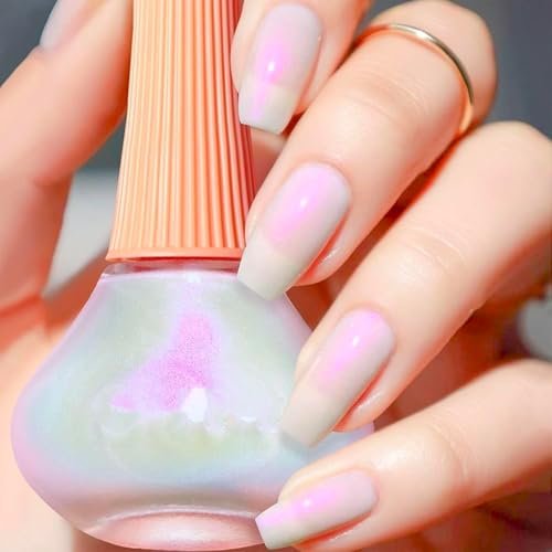 COSMOO Aurora Iridescent Nail Polish - Pearl Pink Shimmer Unicorn Glossy Quick Dry Pearlescent Nail Lacquer 0.41 fl oz - görsel 10