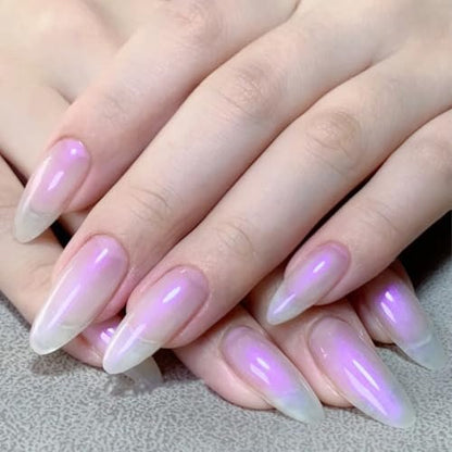 COSMOO Aurora Iridescent Nail Polish - Pearl Pink Shimmer Unicorn Glossy Quick Dry Pearlescent Nail Lacquer 0.41 fl oz