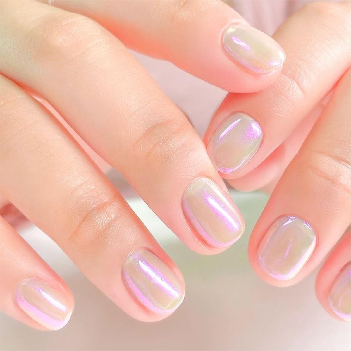 COSMOO Aurora Iridescent Nail Polish - Pearl Pink Shimmer Unicorn Glossy Quick Dry Pearlescent Nail Lacquer 0.41 fl oz - görsel 7