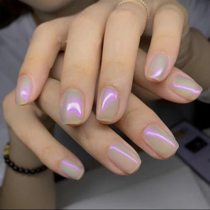 COSMOO Aurora Iridescent Nail Polish - Pearl Pink Shimmer Unicorn Glossy Quick Dry Pearlescent Nail Lacquer 0.41 fl oz