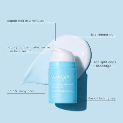 AMAXY Miracle Bonding Serum – Leave-In Hair Repair for Damaged Bleached Hair with Bond Protein & Keratin, Frizz Control, Heat Protection, Sulfate Free, 1.69 fl oz Avelisse