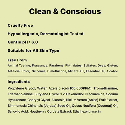 DearMYDEW 10% Azelaic Acid Serum with Niacinamide, Salicylic Acid, Allantoin – Rosacea & Redness Relief, Reduce Cystic Acne Scars & Pimples, Non-Comedogenic Korean Skincare, 1 Fl Oz Avelisse