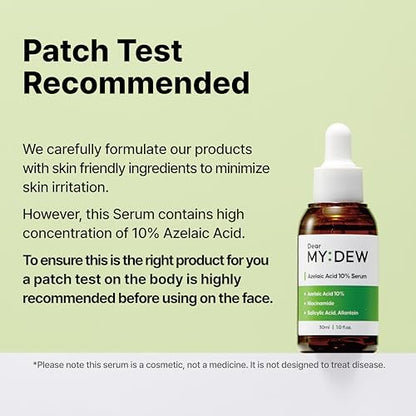 DearMYDEW 10% Azelaic Acid Serum with Niacinamide, Salicylic Acid, Allantoin – Rosacea & Redness Relief, Reduce Cystic Acne Scars & Pimples, Non-Comedogenic Korean Skincare, 1 Fl Oz Avelisse