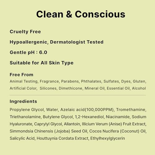 DearMYDEW 10% Azelaic Acid Serum with Niacinamide, Salicylic Acid, Allantoin – Rosacea & Redness Relief, Reduce Cystic Acne Scars & Pimples, Non-Comedogenic Korean Skincare, 1 Fl Oz Avelisse