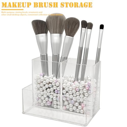 Cerpourt Clear Acrylic Makeup Brush Organizer - 3-Slot Cosmetic Storage Holder for Vanity Desk - görsel 10