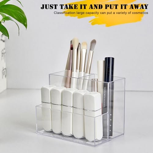 Cerpourt Clear Acrylic Makeup Brush Organizer - 3-Slot Cosmetic Storage Holder for Vanity Desk - görsel 4