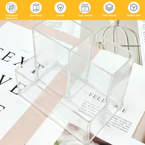 Cerpourt Clear Acrylic Makeup Brush Organizer - 3-Slot Cosmetic Storage Holder for Vanity Desk - görsel 8