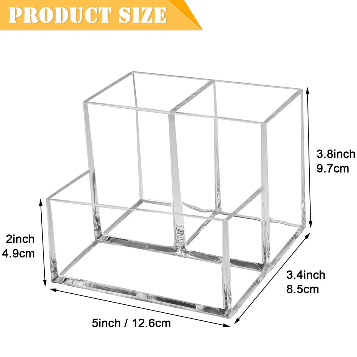 Cerpourt Clear Acrylic Makeup Brush Organizer - 3-Slot Cosmetic Storage Holder for Vanity Desk - görsel 5