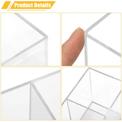 Cerpourt Clear Acrylic Makeup Brush Organizer - 3-Slot Cosmetic Storage Holder for Vanity Desk