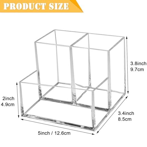 Cerpourt Clear Acrylic Makeup Brush Organizer - 3-Slot Cosmetic Storage Holder for Vanity Desk - görsel 6