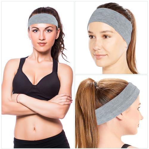 Mabor 3-Piece Non-Slip Headbands Set - Soft Elastic Stretchy Sweat Headbands for Women & Girls - Yoga, Workout, Sports - White, Black, Grey - görsel 6