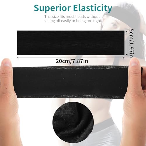 Mabor 3-Piece Non-Slip Headbands Set - Soft Elastic Stretchy Sweat Headbands for Women & Girls - Yoga, Workout, Sports - White, Black, Grey - görsel 12