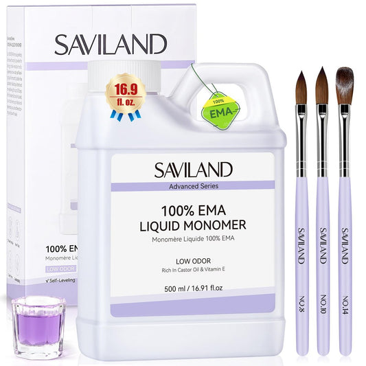 SAVILAND Advanced Monomer Acrylic Nail – Pure EMA Monomer: Our advanced formula is 100% EMA, offering excellent – Image 1
