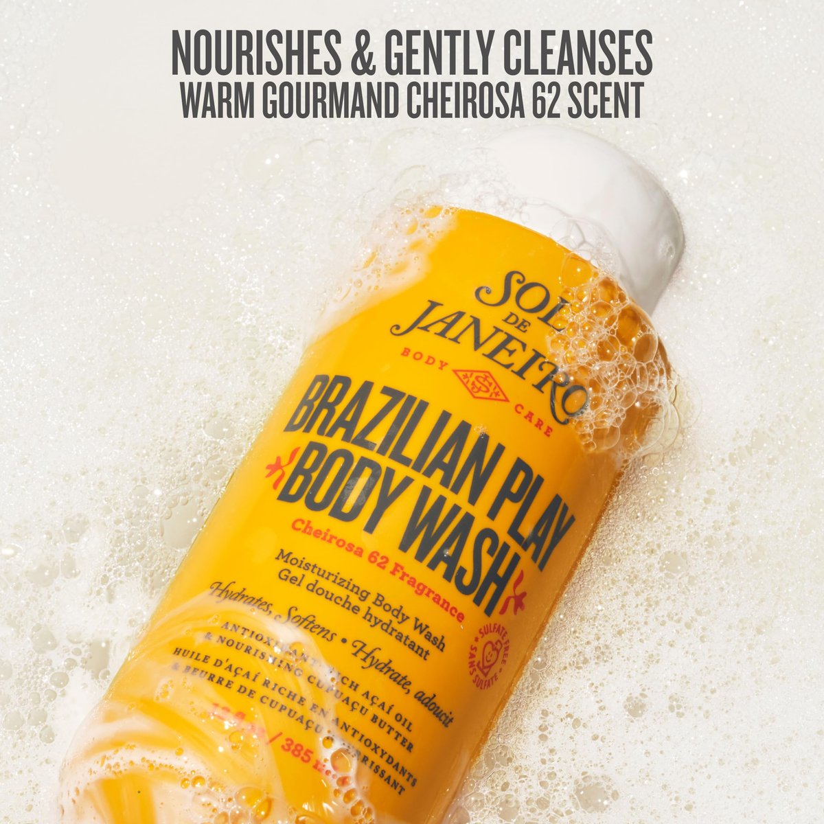 Sol de Janeiro Ultimate Shower Bundle: Travel Size Mini Brazilian Play Moisturizing Shower Cream Gel Body Wash + Brazilian Joia Damage Repairing Shampoo and Conditioner Set Avelisse