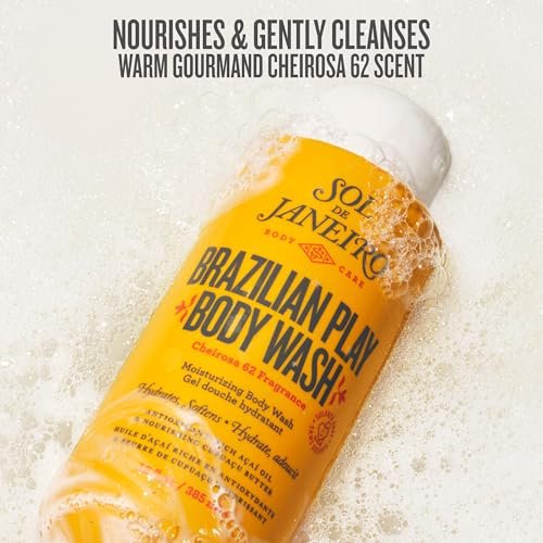 Sol de Janeiro Ultimate Shower Bundle: Travel Size Mini Brazilian Play Moisturizing Shower Cream Gel Body Wash + Brazilian Joia Damage Repairing Shampoo and Conditioner Set Avelisse