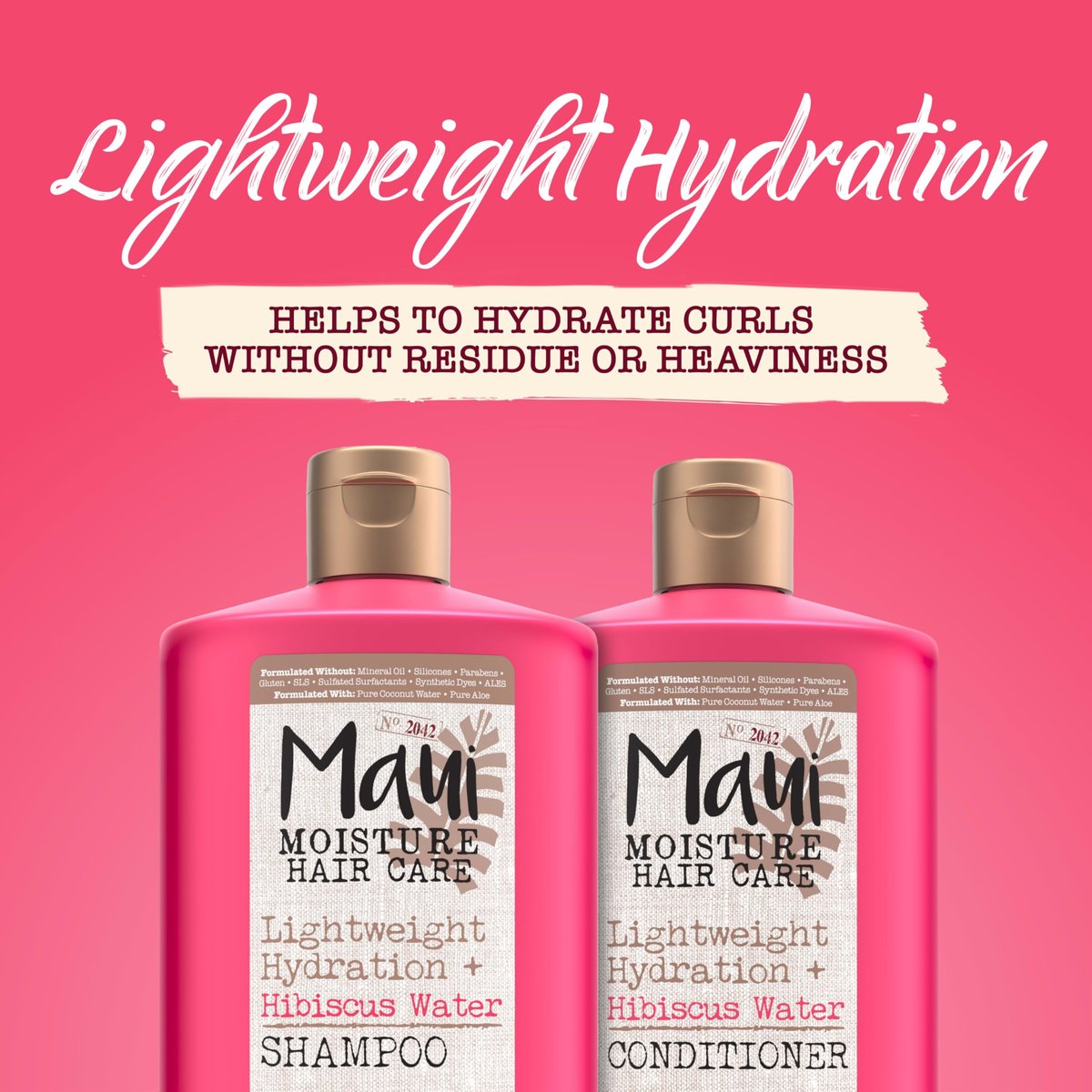 Maui Moisture Lightweight Hydration + Hibiscus Water Conditioner, Nourishing Conditioner Softens & Quenches Wavy & Curly Hair with Aloe Vera, Vegan & Silicone-Free, 25.4 fl. oz Avelisse
